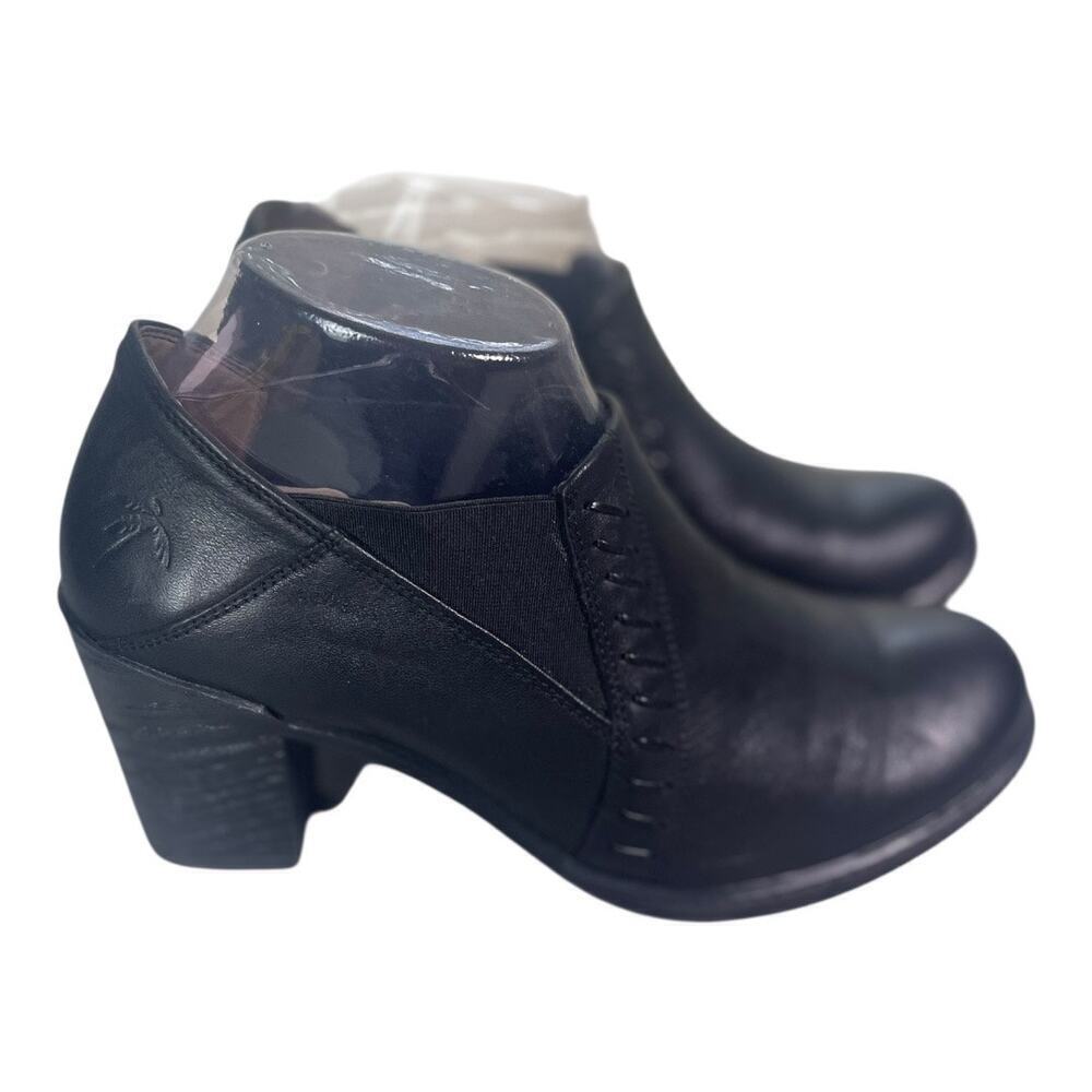 Dromedaris Women’s Gina Mid-Heel Black Soft Leather Booties Size-39 (8.5)